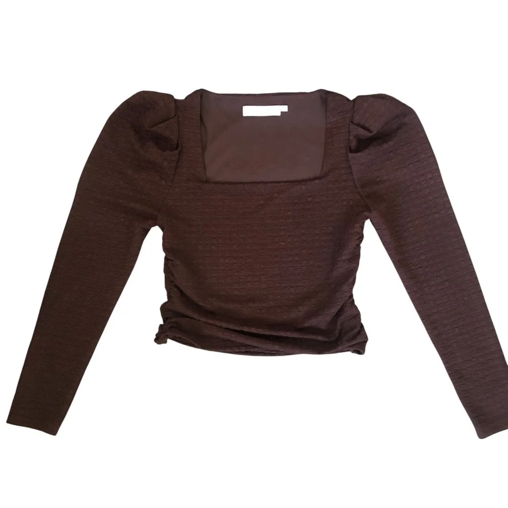 ASTR‎ The Label Romantic Puff Sleeve Renaissance Brown Boho Peasant Top L